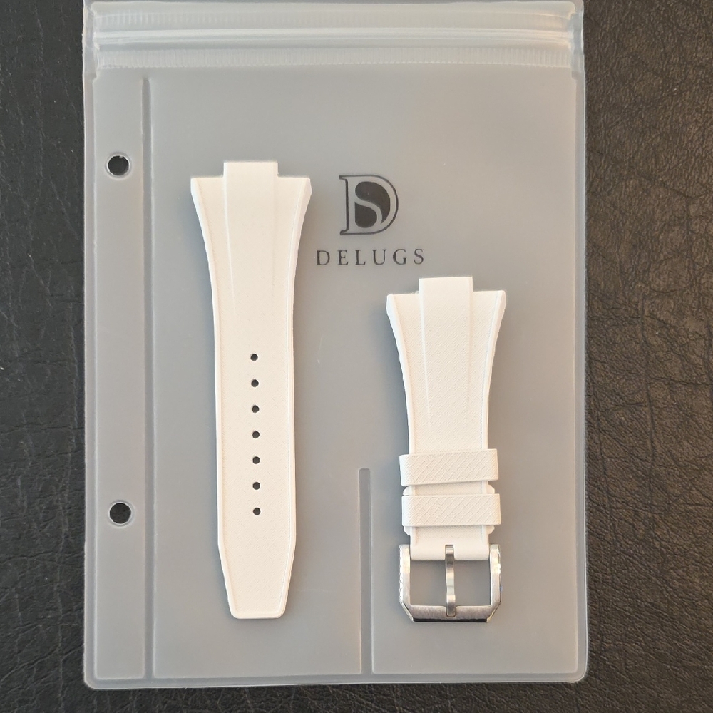 Delugs White Leather Watch Strap